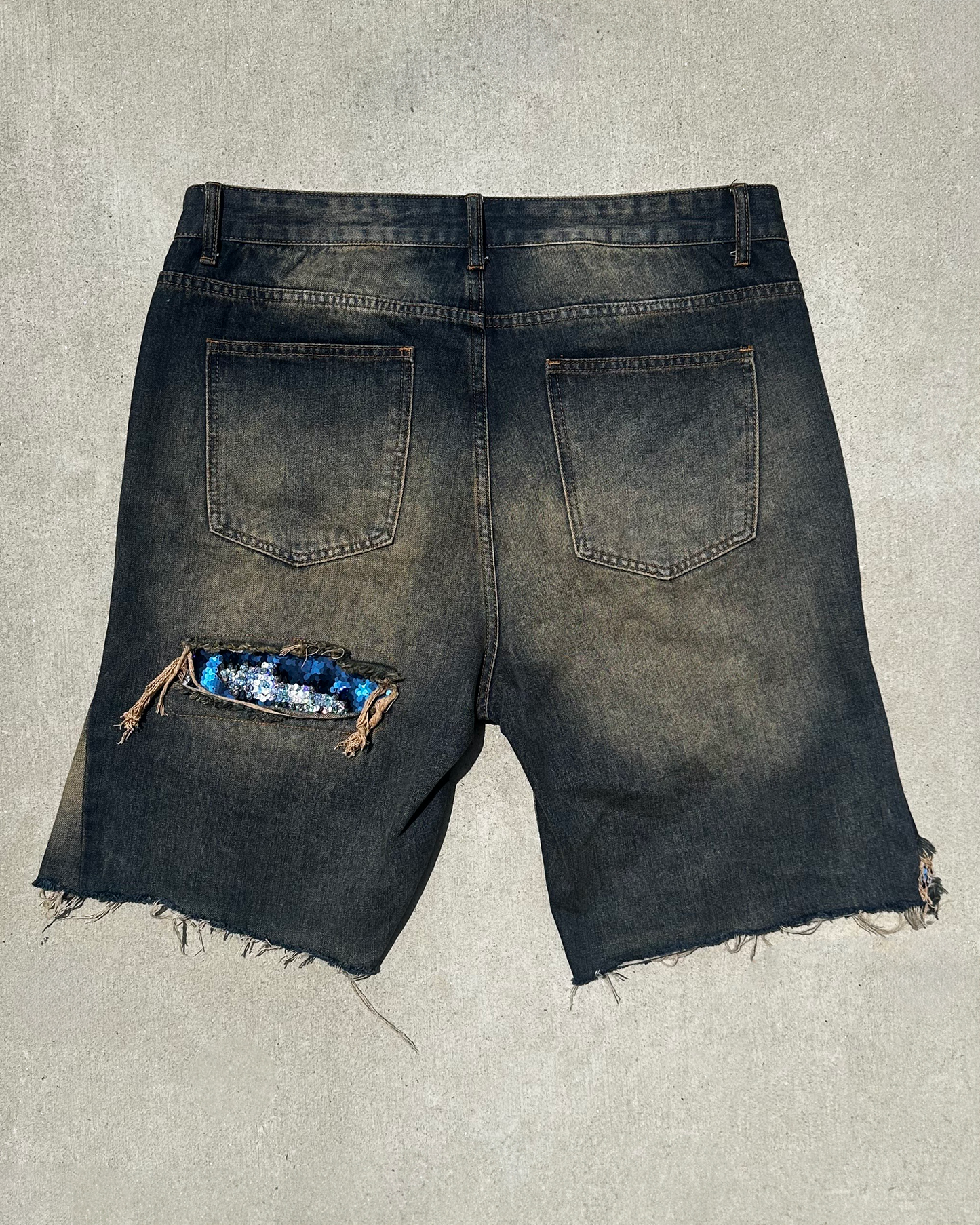 Mudwash Sequin Jean Shorts