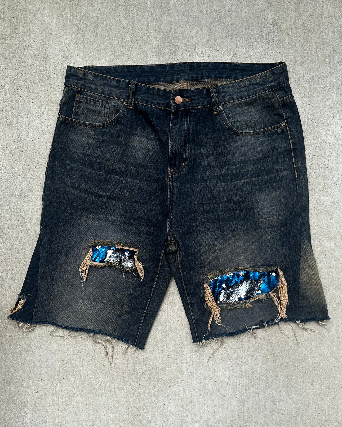 Mudwash Sequin Jean Shorts